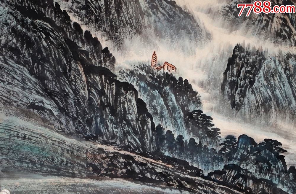 "三峡画派"创始人,岑学恭岑小麟父子合画山水画巫峡朝晖图