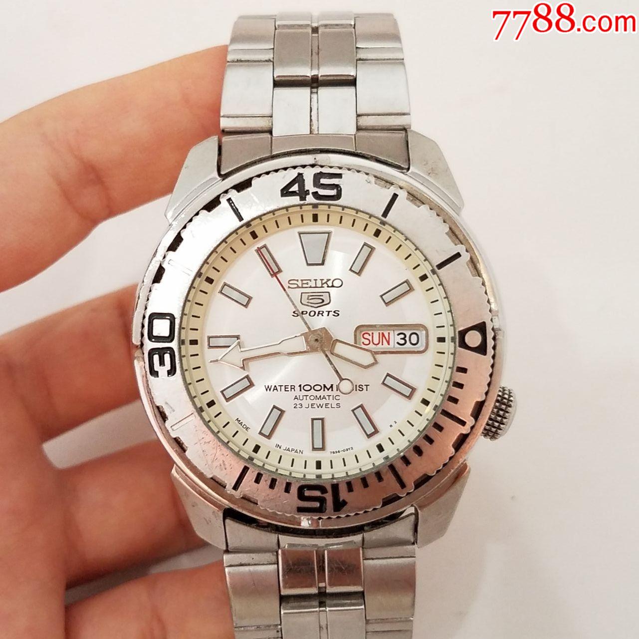 手表/腕表 ></p></a>> 【美品】日本-精工-5号sports系列-自动机械男表【7s36