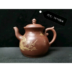顾景舟款紫砂壶紫泥砂料,泥绘精美,品相完好_江山藏品