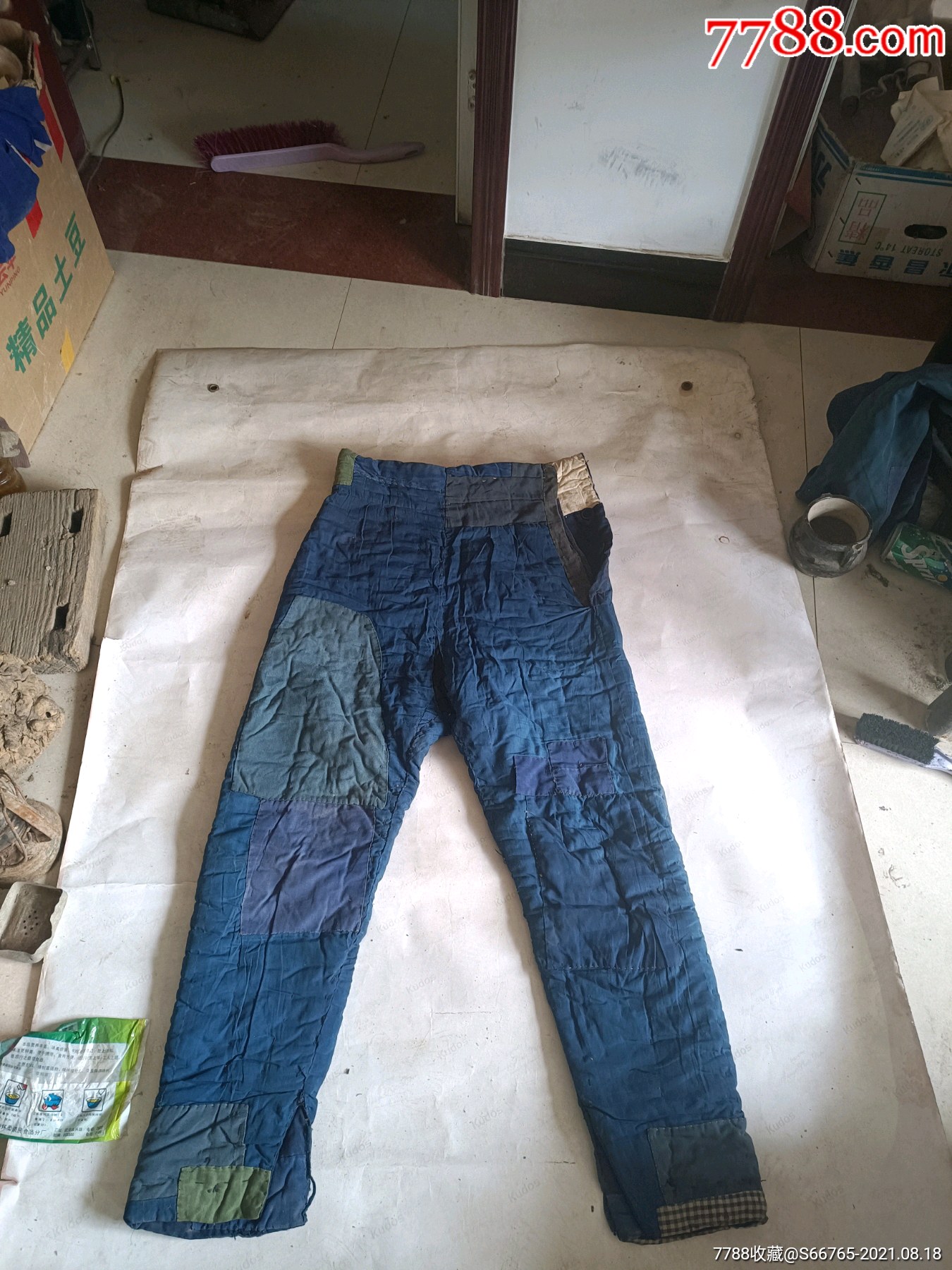 怀旧少见老手工补丁旁开门棉裤_燕的古玩店【7788商城