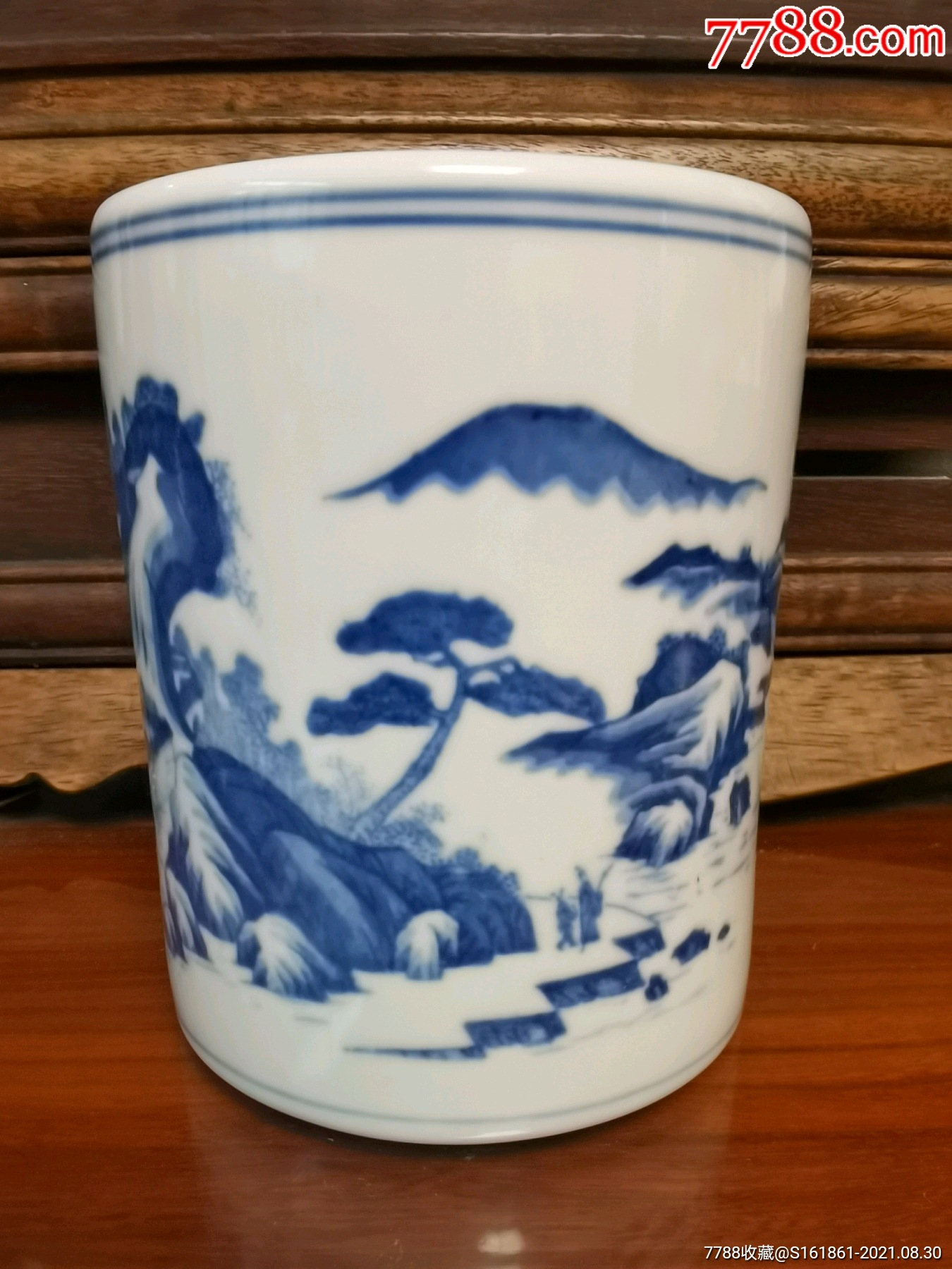人民瓷厂70年代青花笔筒完美