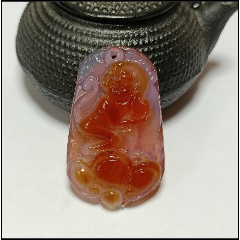 巴西红玛瑙八卦腾龙吊坠