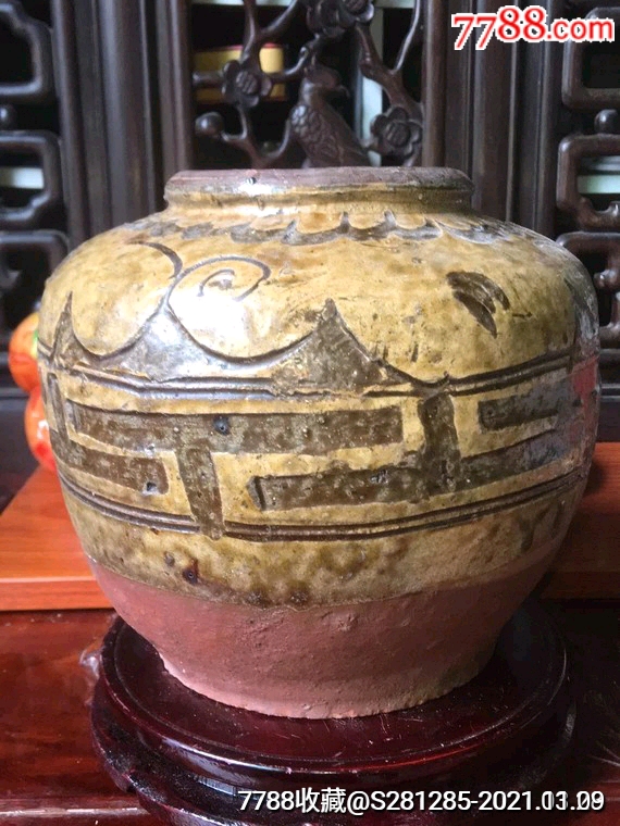 早期旧收藏古董清代马口窑大罐老物件