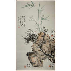 郑曼青】合作花卉 /strong>_花鸟国画原作_花卉画原画__水墨/写意画法