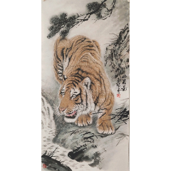 天来堂画虎名家布永杰四尺伏虎图