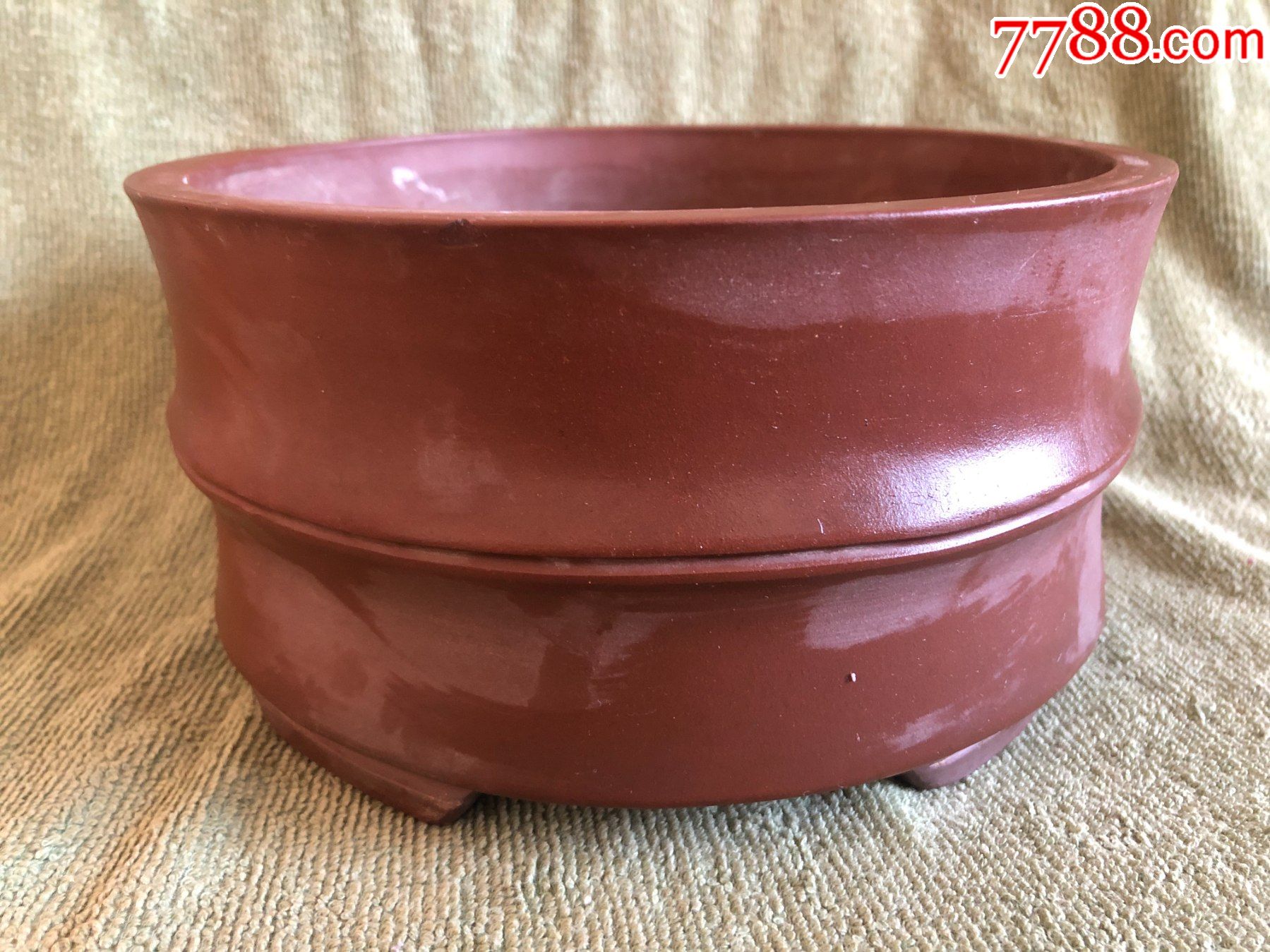 7788收藏__收藏热线>首页>拍卖>其他紫砂>老紫砂花盆_价格110元【慧古