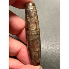 藏传带朱砂三眼黄红色象雄大天珠6016毫米