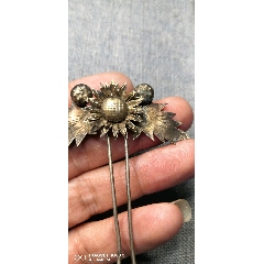 清代苏工老银饰发簪