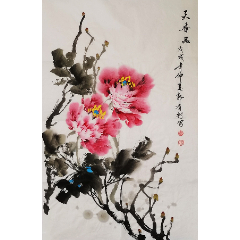 亦风斋签约画家国家一级美术师知名画家李玉夕作品紫藤挂云木