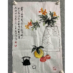 保真当代著名画家赵钦政先生精品花鸟尺寸6946