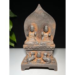 五佛朝宗精美铁佛像开脸慈祥皮壳老辣锈迹自然气势磅礴