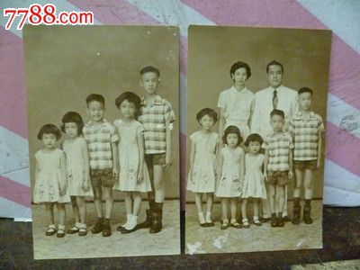 民国时期全家福<em>7人</em>兄弟<em>姐妹</em>5人排成纵队<em>合影</em>