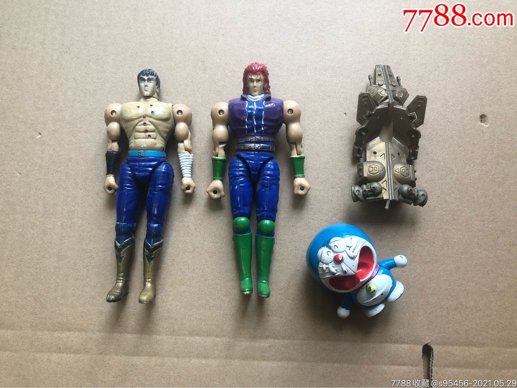 早期北斗神拳老玩具,老折叠食玩,机器猫合拍