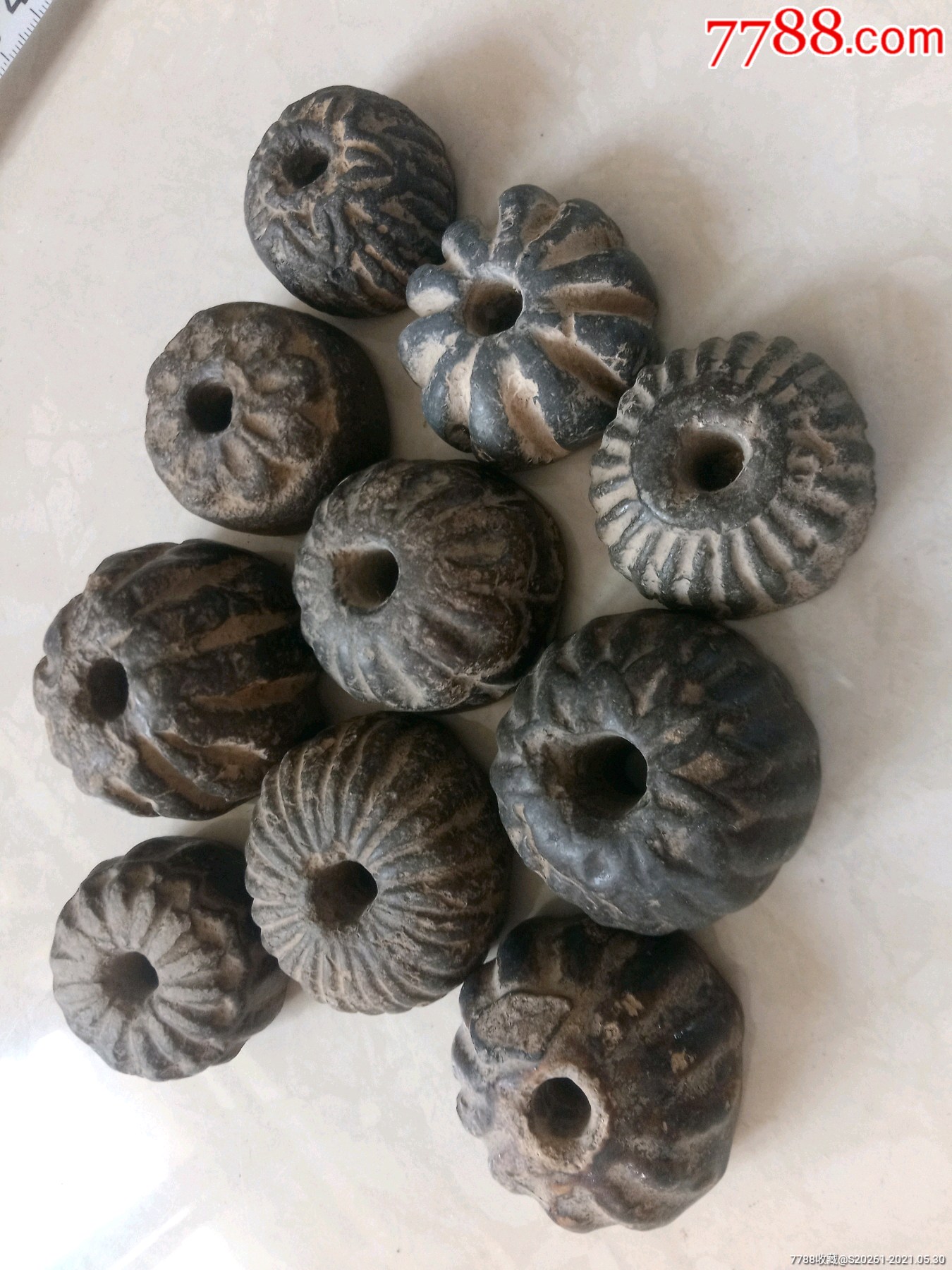 10个高古陶瓷纺轮件件不同全部