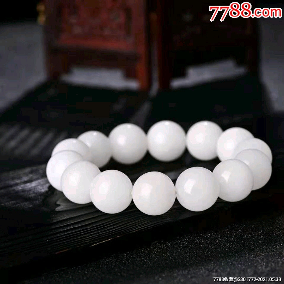 4元加价捡漏白玉汉白玉手串手链男女搭配情侣送礼转运单圈圆珠手串