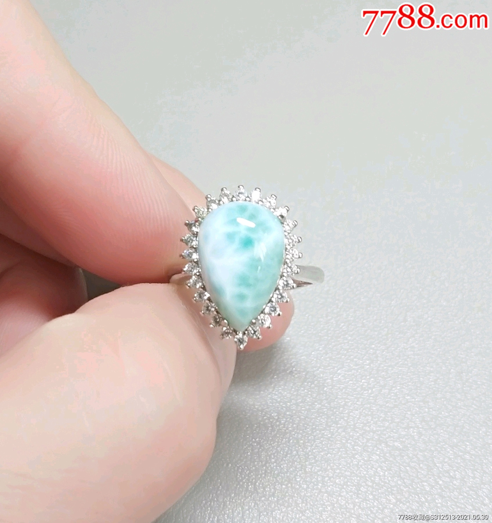 天然海纹石戒指