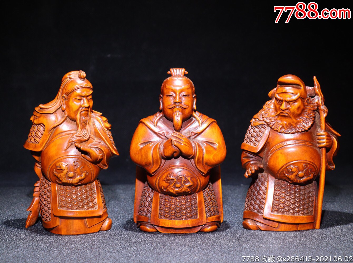 小叶黄杨精雕细琢桃源三结义刘关张高11厘米宽6厘米总