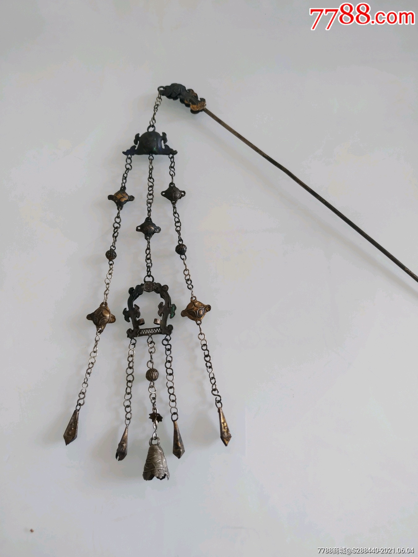 清代双面工步摇老发簪_银簪/银钗_图片价格_收藏鉴定_7788古币收藏