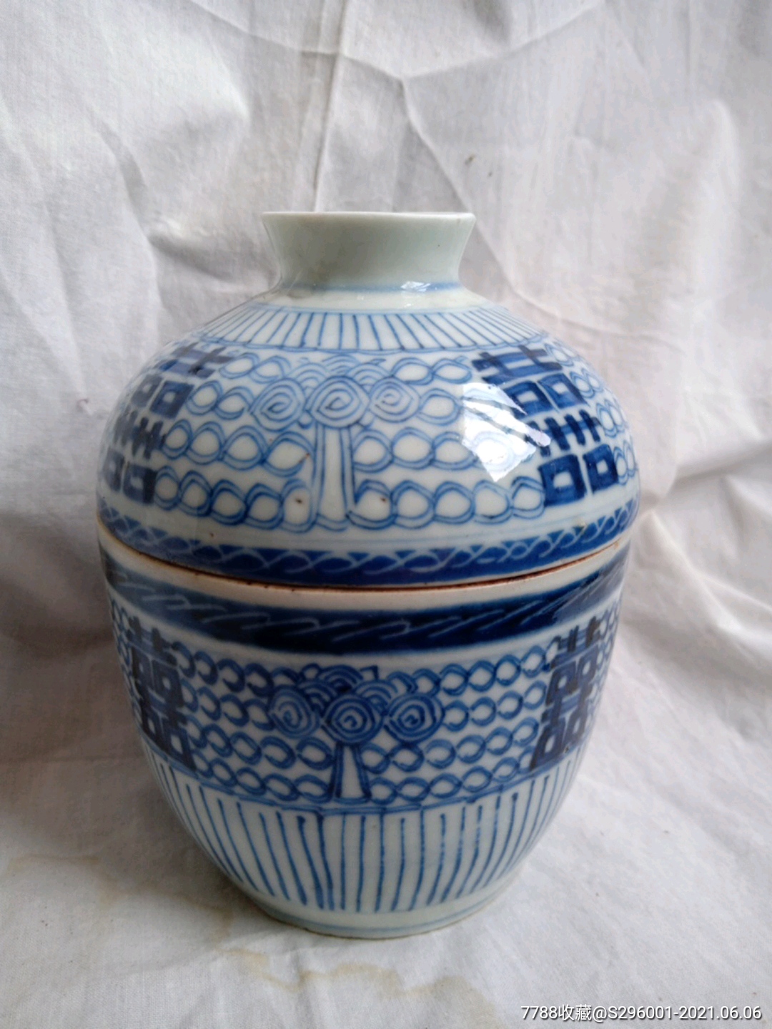 清朝:青花…双囍糖罐(完整)