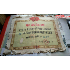 1959年长沙市第十一中学的带毛头红旗的毕业证书一份（品弱慎拍）。(zc26674042)_7788收藏__收藏热线