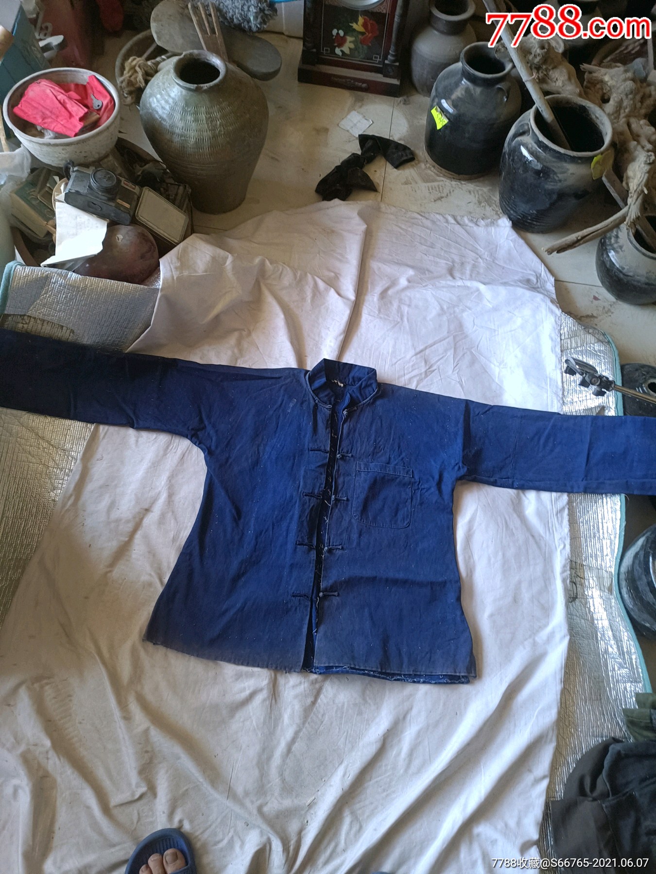 怀旧民国老蓝布中式扣疙瘩上衣