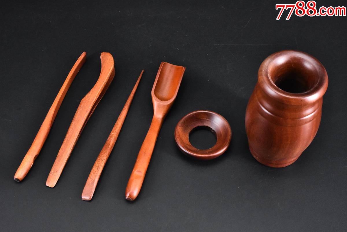 p9991木制茶道六君子一套功夫茶具套装包括茶筒茶漏茶夹茶
