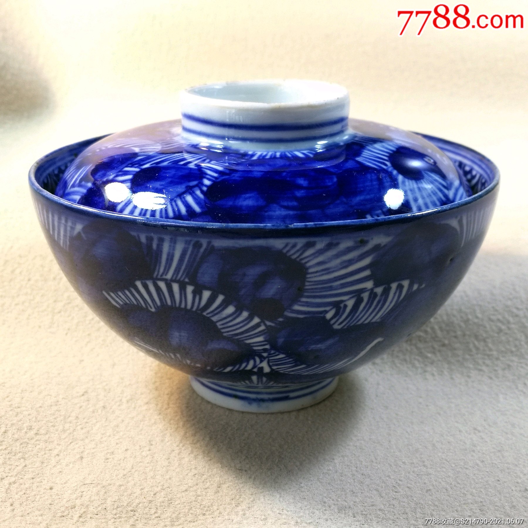 晚清民国青花手绘全品盖碗茶【宝贝尺寸】:口径11.