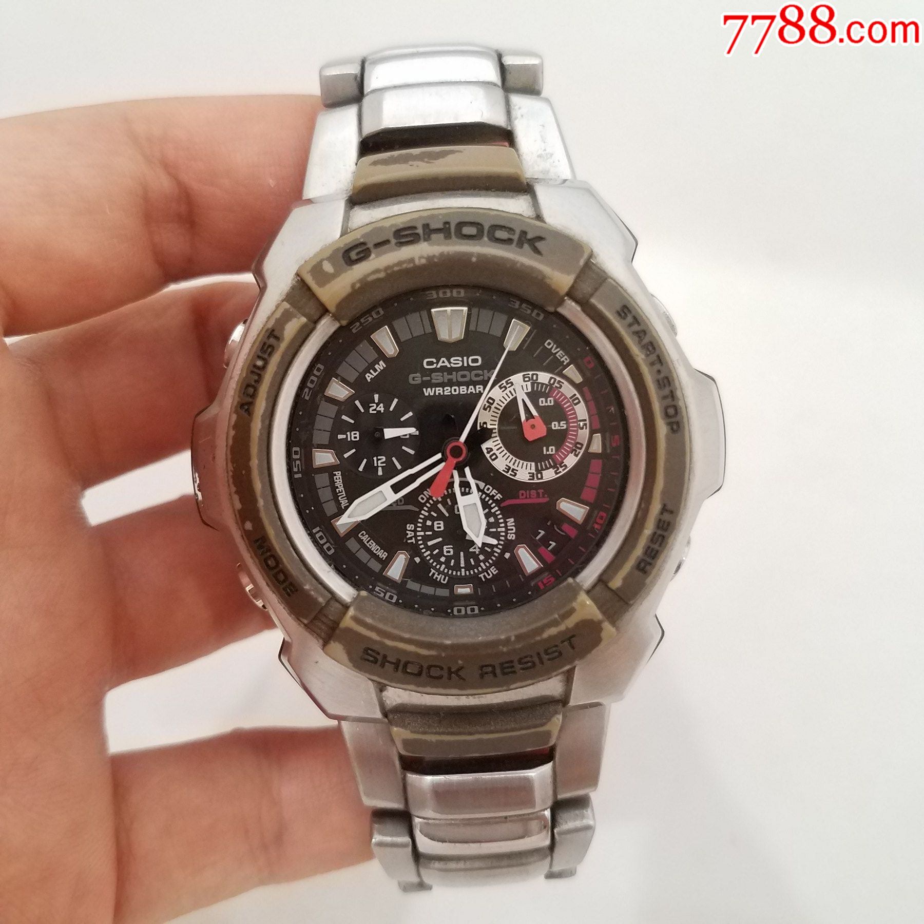 日本卡西欧g-shock系列光动能计时男表【夜光漂亮】【经典3眼表盘】