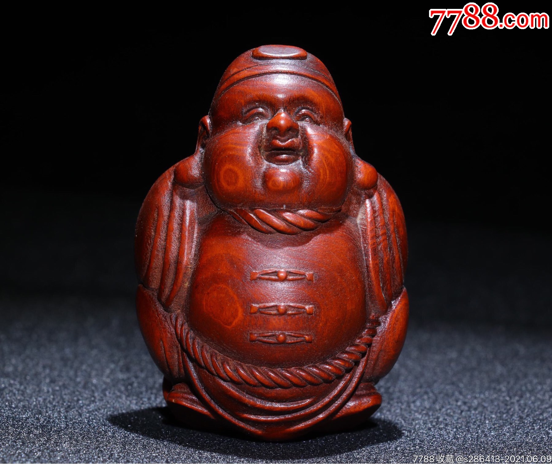 黄杨木精雕日进斗金手把件,高7cm宽5cm重60g