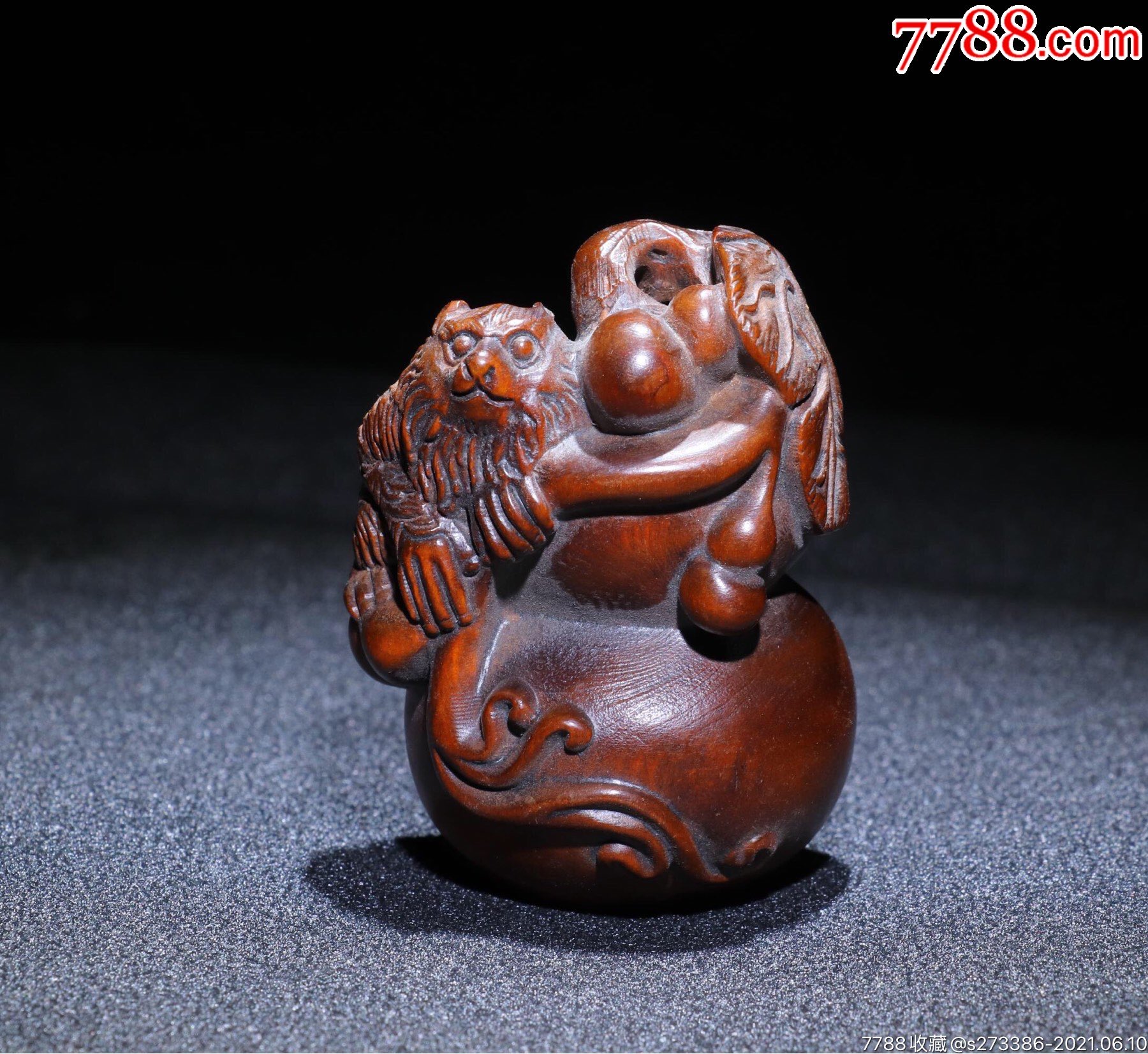 黄杨木精雕代代封侯高7cm宽5cm重66g