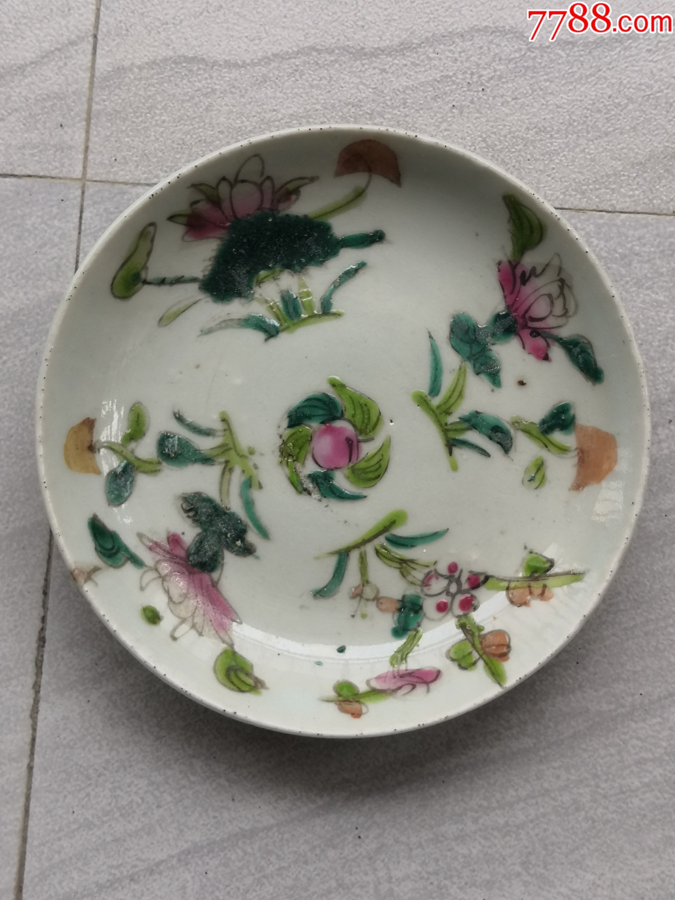 【清代早期乾隆落款蟠桃四季花粉彩碟】0090_青花瓷_第1张_7788玉器