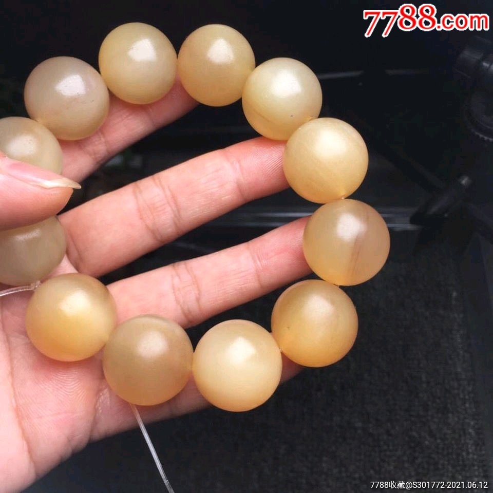 天然羊角手串佛珠手链男女西藏饰品民族风带血丝冰种黄料文玩男款