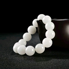 白玉汉白玉手串手链男女搭配情侣送礼转运单圈圆珠手串