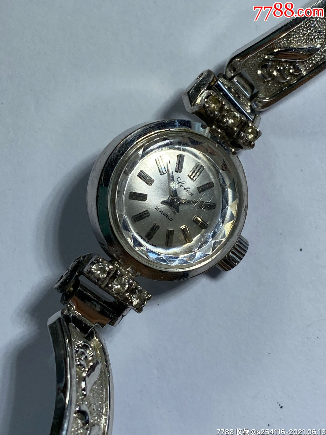 日本原装正品orient双狮机械女表镀白金机芯21钻走时好表盘17mm厚85m