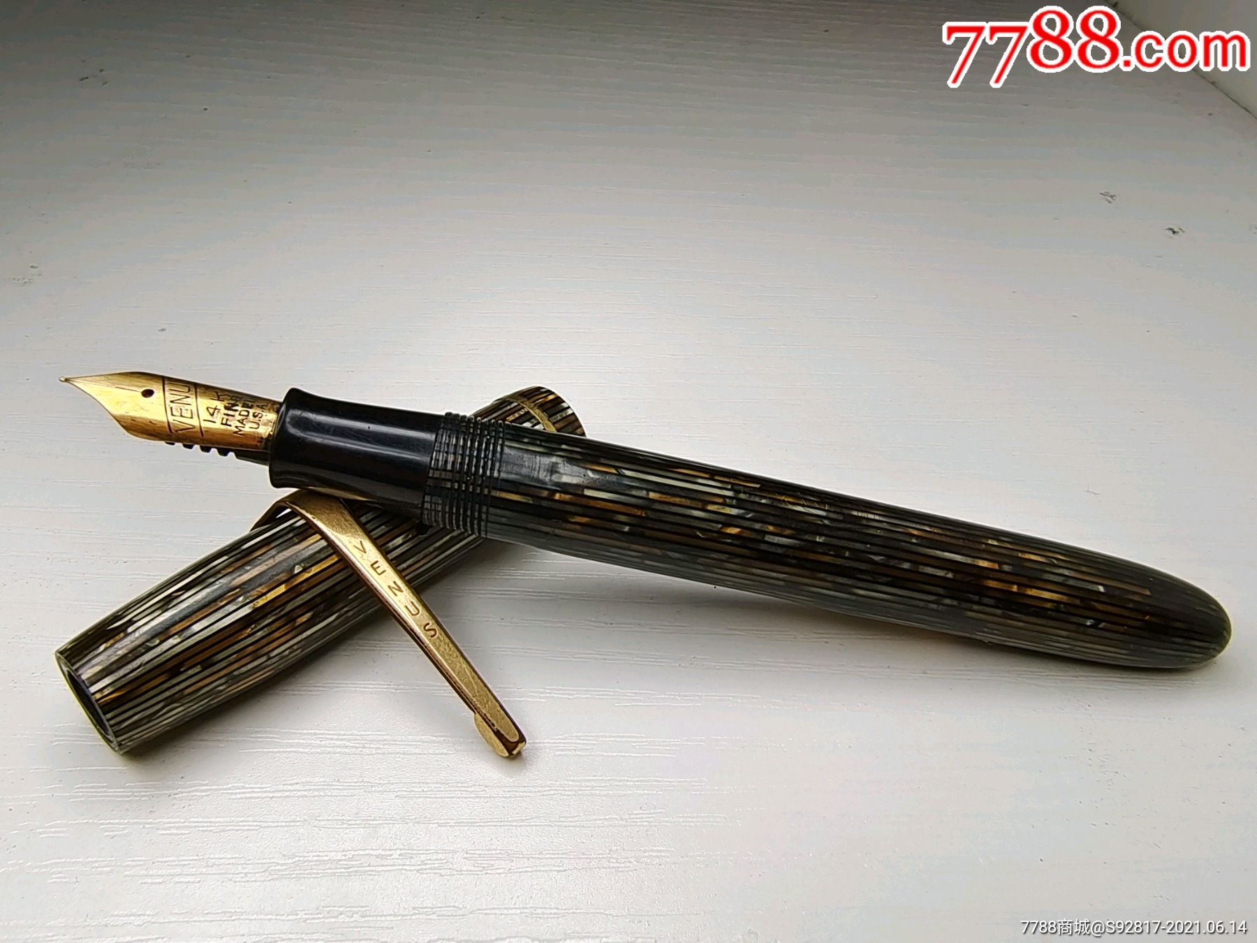 漂亮!民国老美赛璐璐金笔_钢笔_第1张_7788钟表收藏