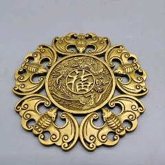 纯铜五福临门风水铜器摆件蝙蝠招财纳福家居饰品招财化煞_陶诚信古玩