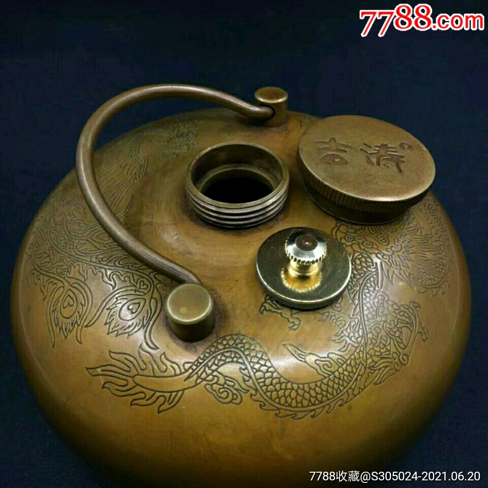 龙凤纯铜暖手壶汤婆子黄铜加厚古炉热水壶