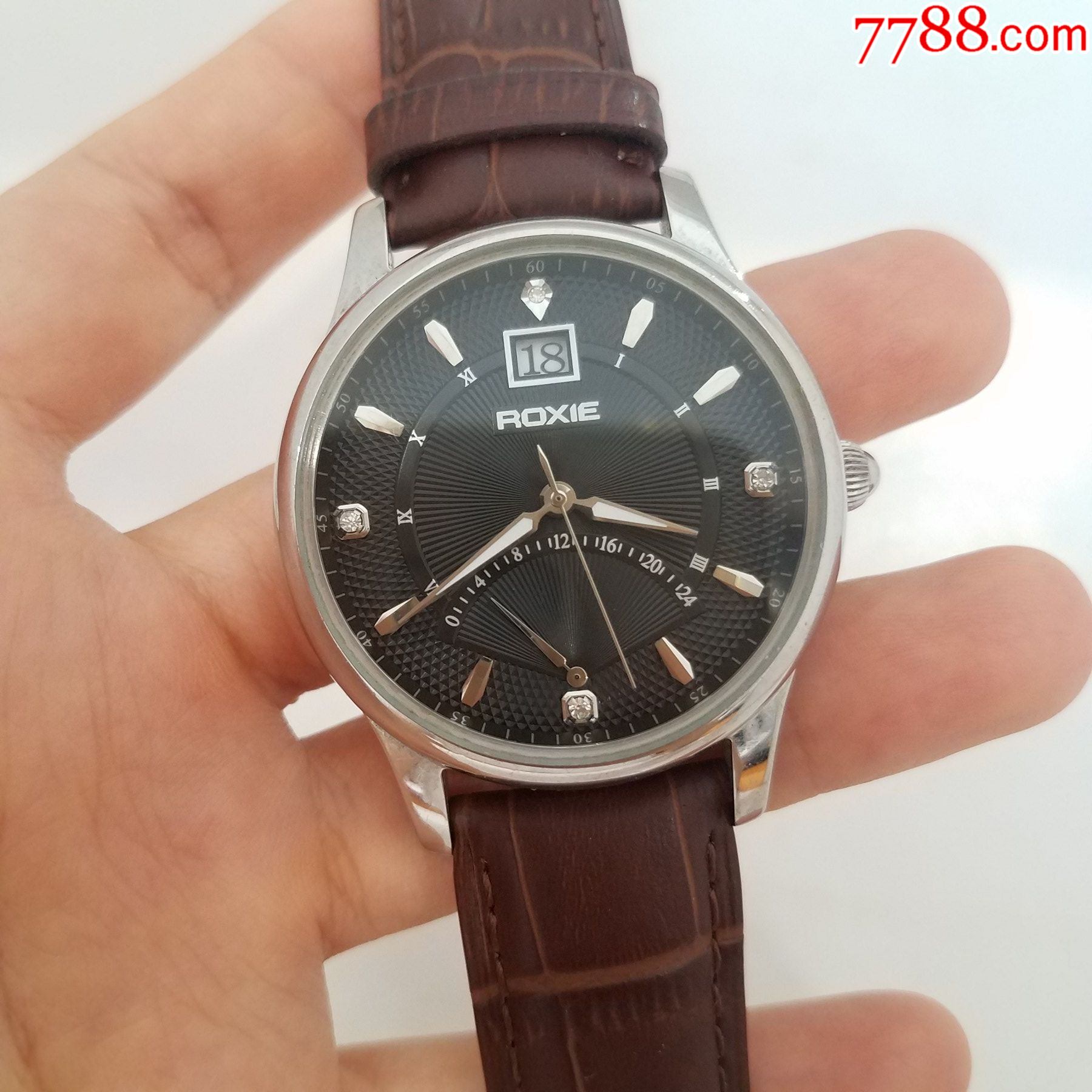 roxie洛希尔电子男表【独特大日历窗】【24小时飞返指针显示】-手表