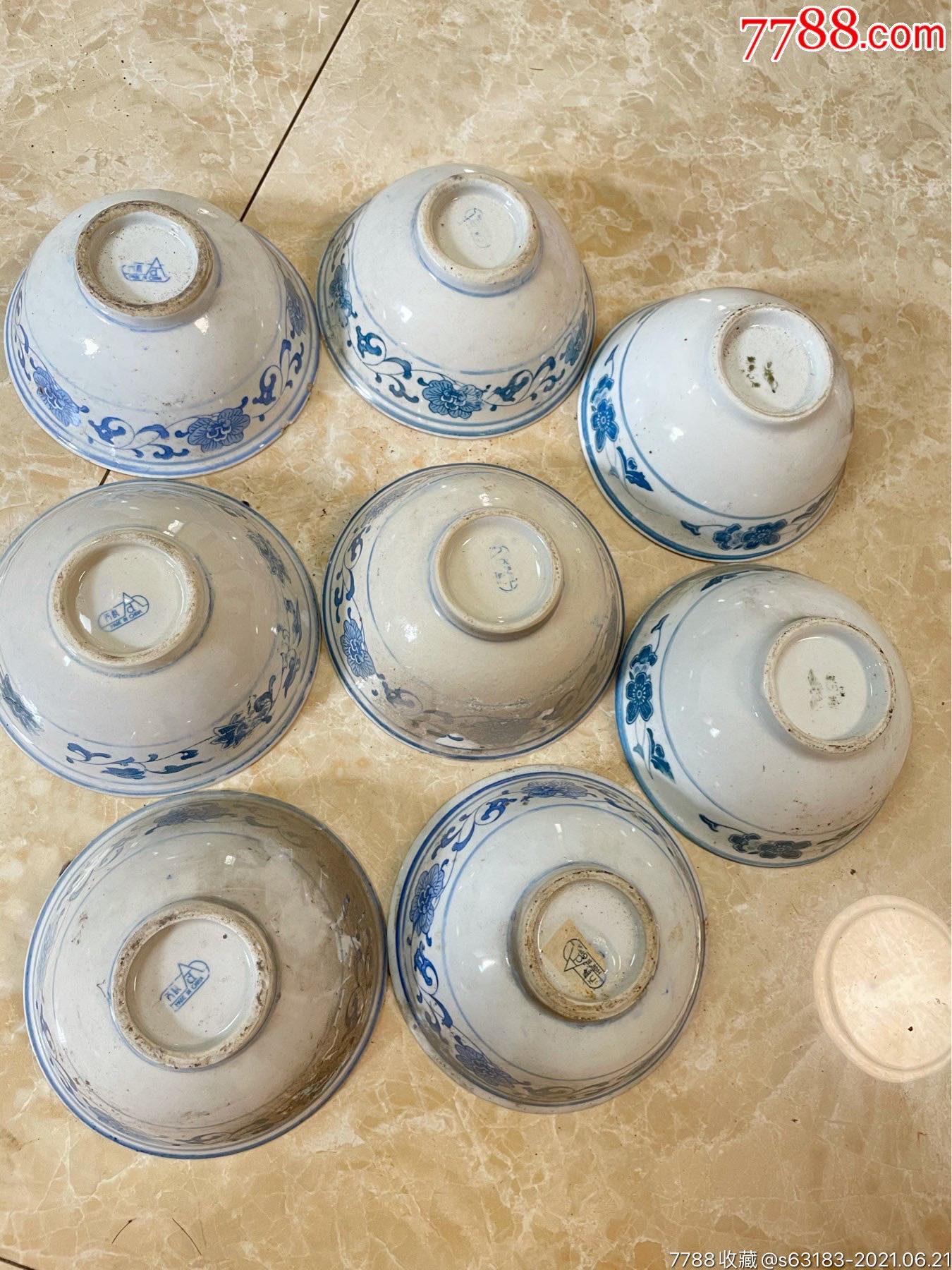 全新七八十年代厚底碗(8只)_彩绘瓷/彩瓷_第1张_7788瓷器