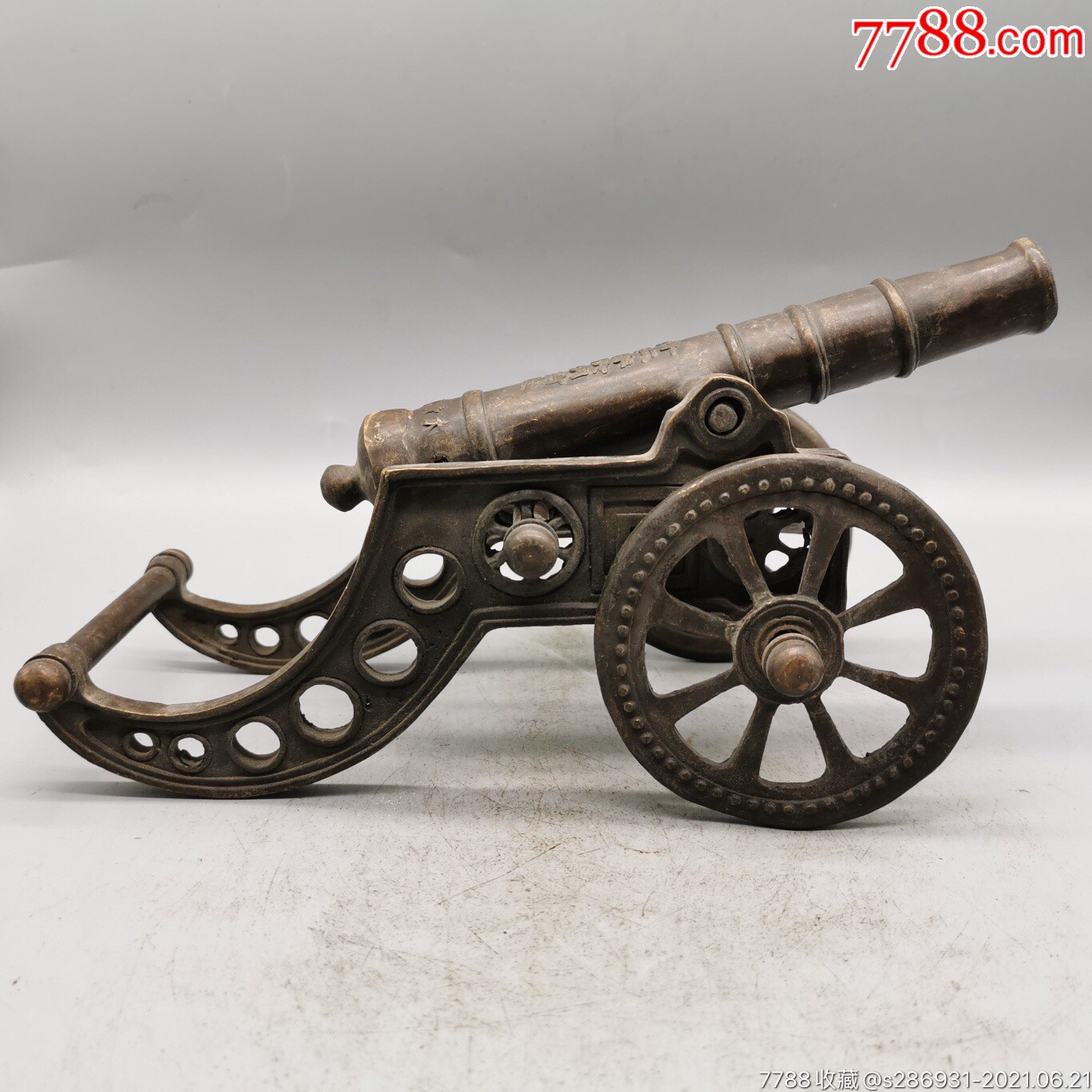 古玩铜器收藏,炮车模型,镇宅神炮,做工精细,形制端正,工艺精湛,包浆