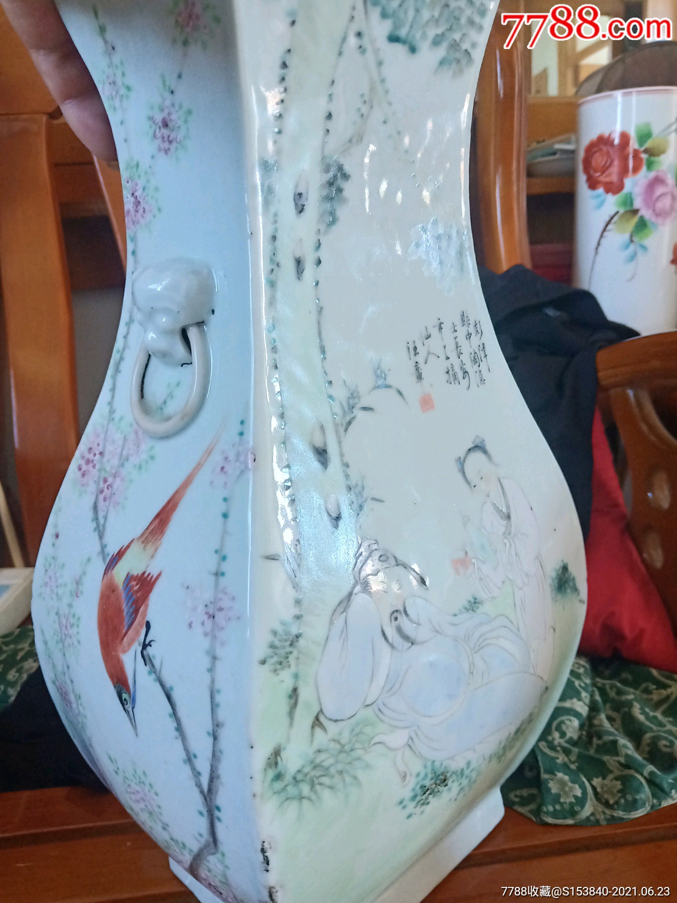 清末汪章浅绛彩虎头尊,测试勿拍