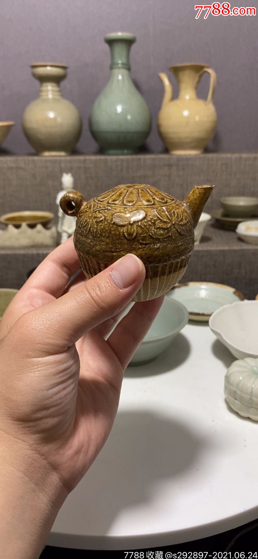 北宋吉州窑系酱釉水滴,极其漂亮的小精品.文房器,无磕无碰无冲.