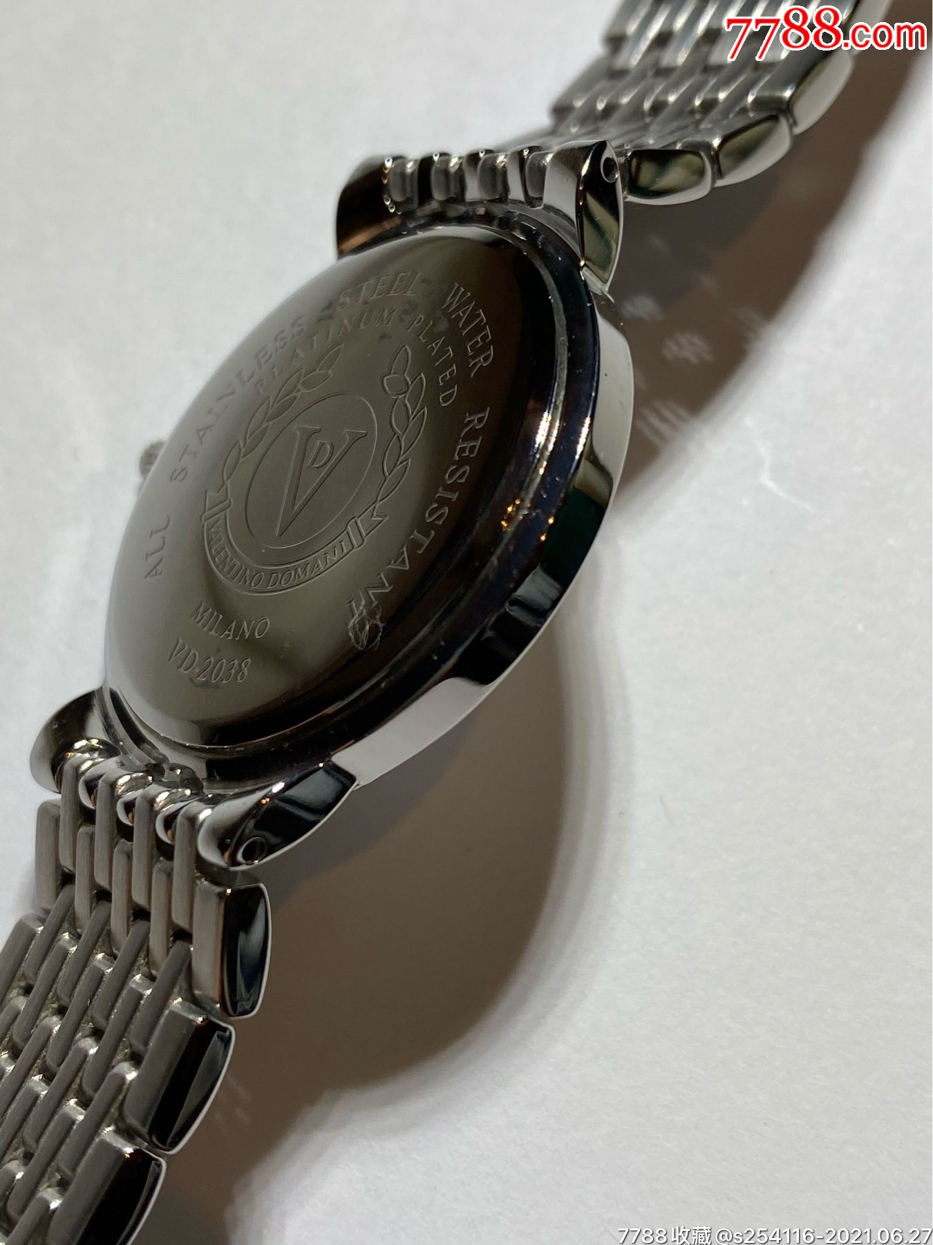 意大利品牌valentino瓦伦蒂诺石英男表白金9999表盘蓝宝石天然钻石