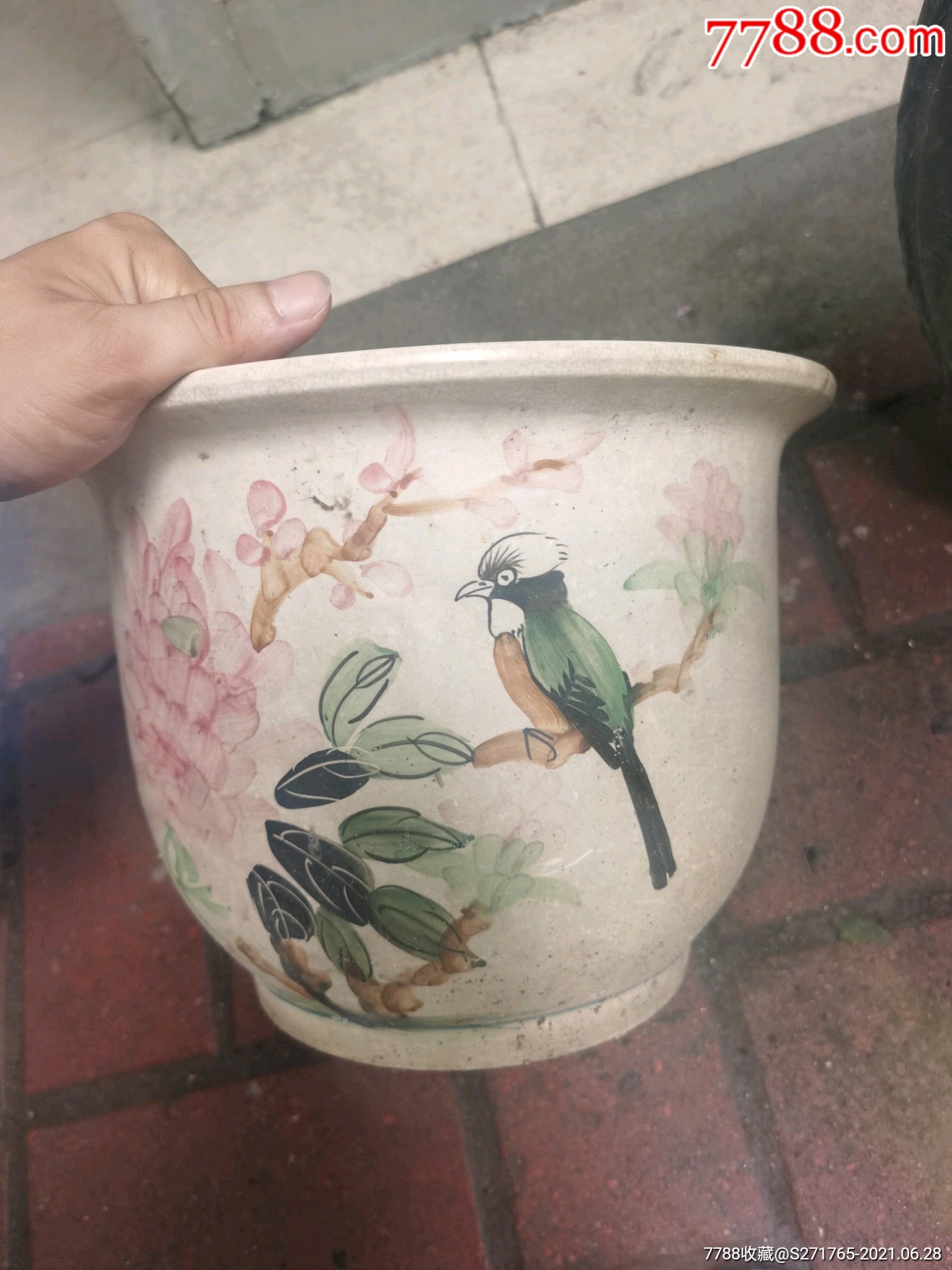 民国老枫溪彩绘花鸟盆_花盆/花器_第1张_7788音像