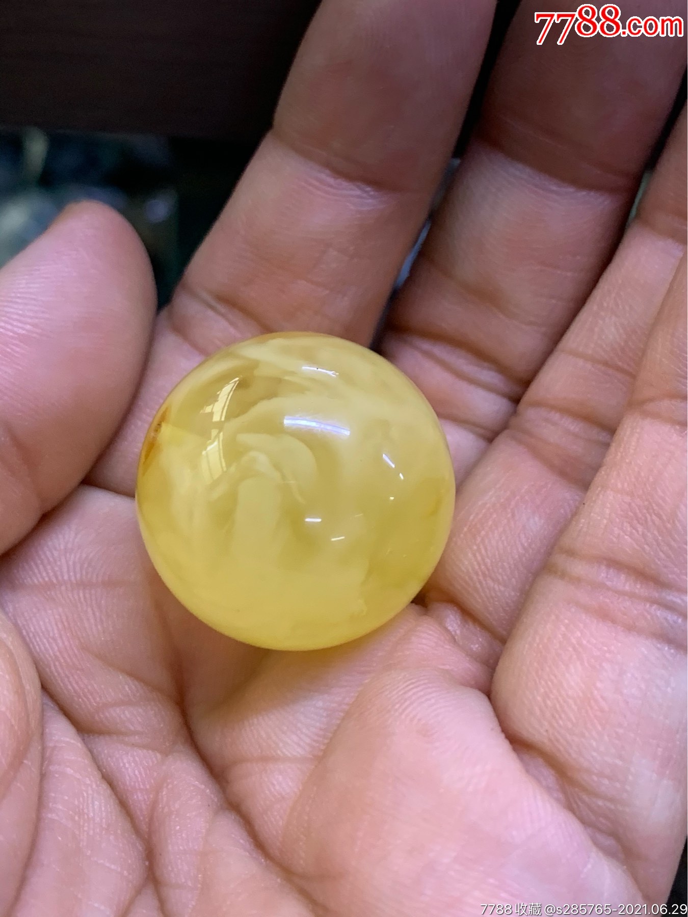 91克25直径波罗的海蜜蜡金包蜜琥珀