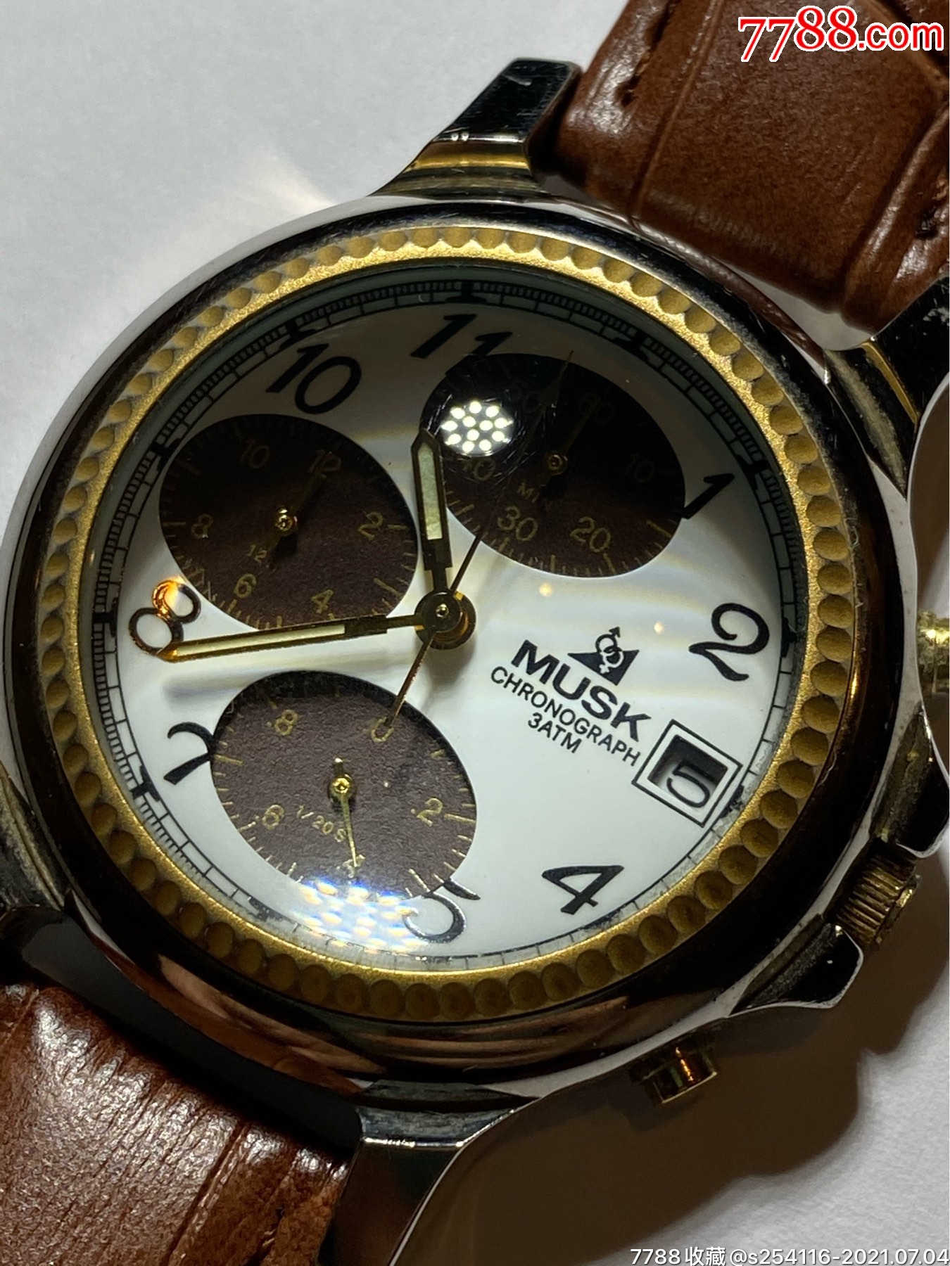 日本原装正品chronograph卡西欧石英男表musk系列放大镜表蒙直径40m