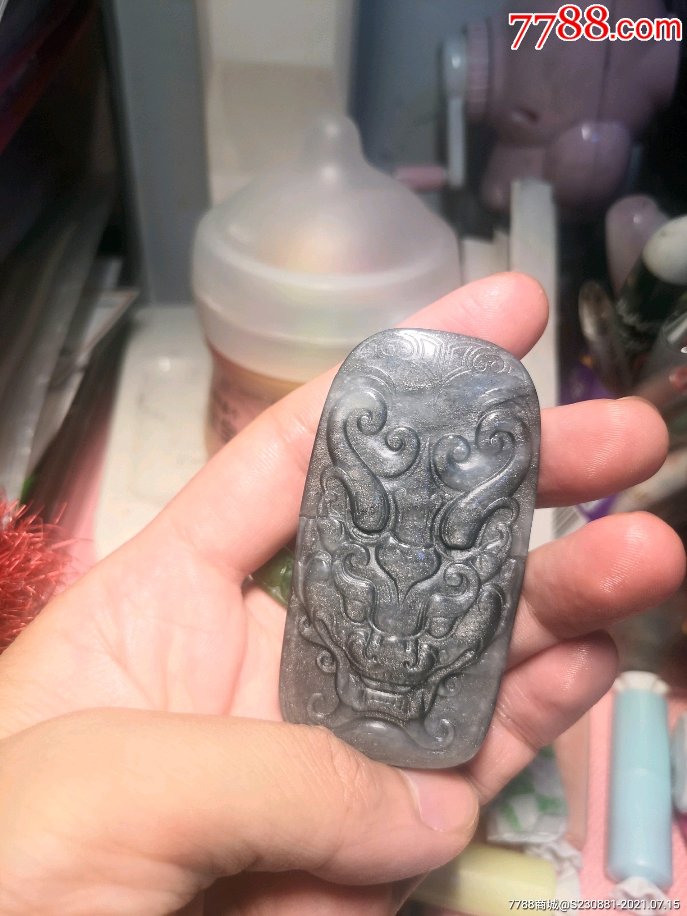 和田玉青花兽牌