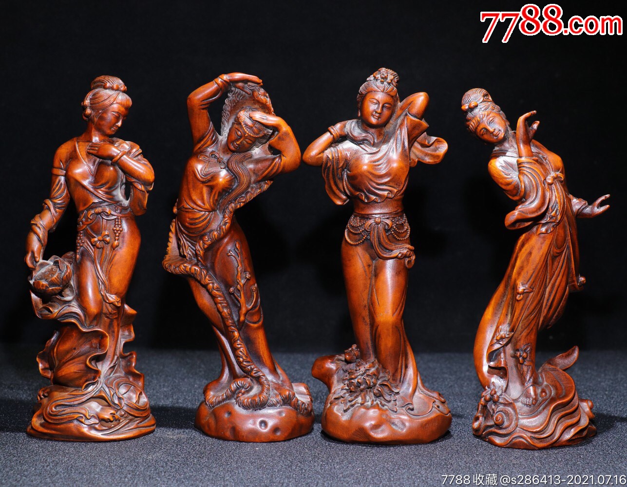 黄杨木精工雕刻四大美女,高16cm宽5cm重338g_木雕摆件_收藏价格_交易
