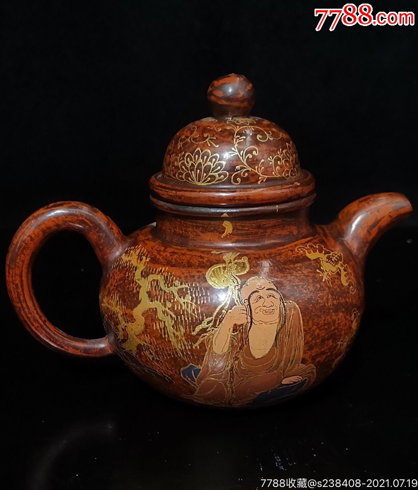 漆绘描金紫砂壶