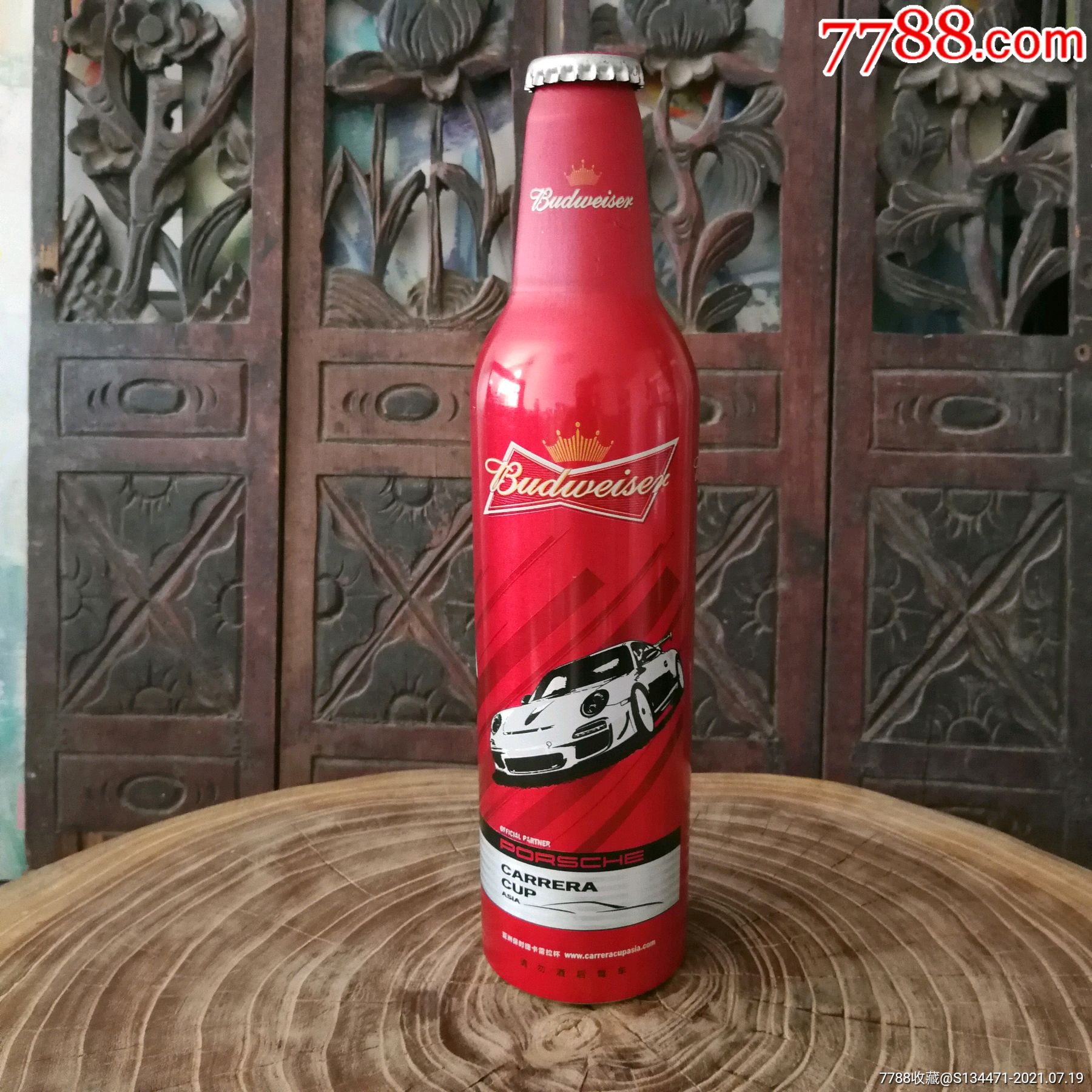 百威啤酒保时捷卡雷拉杯赛车纪念啤酒满水_酒瓶_图片价格_收藏价值